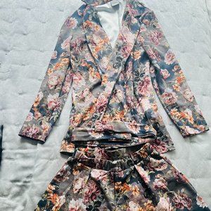 floral asos blazer+short set